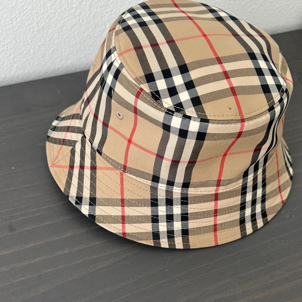 Burberry Tan and Red Plaid Bucket Hat - Picture 2 of 8